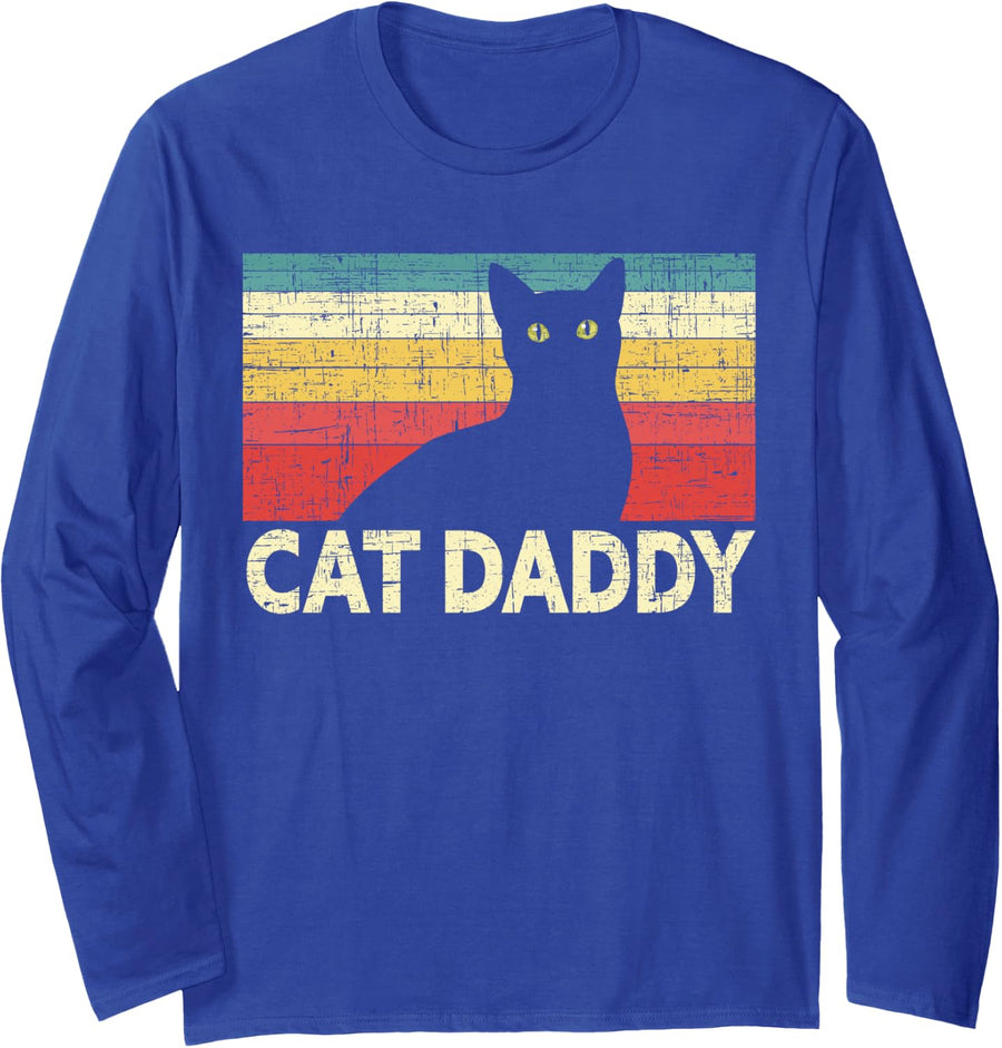 Cat Daddy Black Cat Owner Cat Dad Long Sleeve T-Shirt - Adult Unisex Royal Blue
