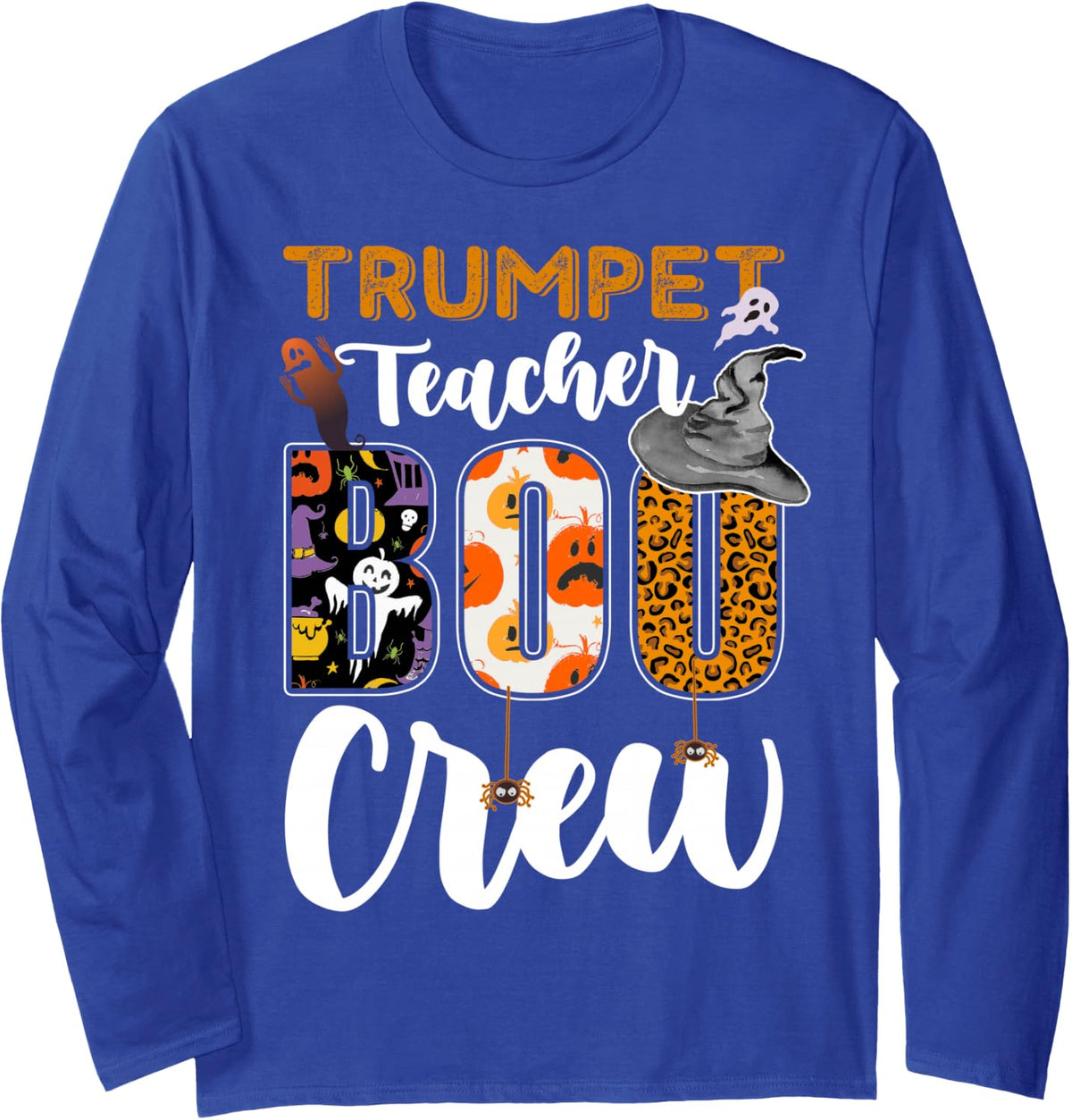Trumpet Teacher Boo Crew Halloween Costume Matching Long Sleeve T-Shirt - Adult Unisex Royal Blue