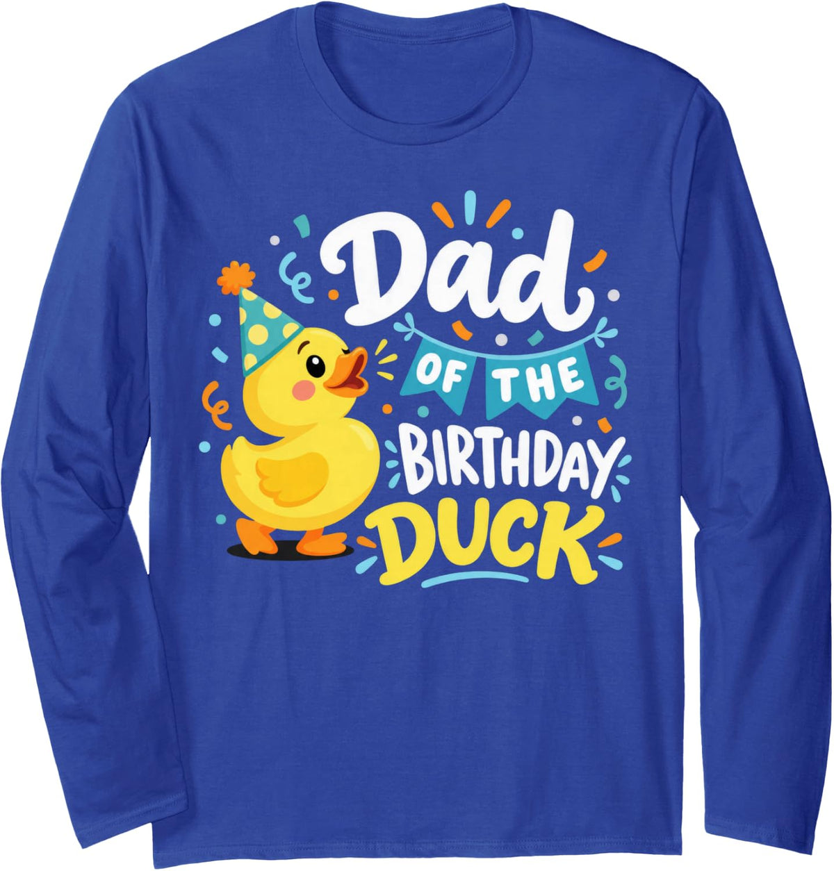 Cartoon Duck Lover Long Sleeve T-Shirt - Adult Unisex Royal Blue