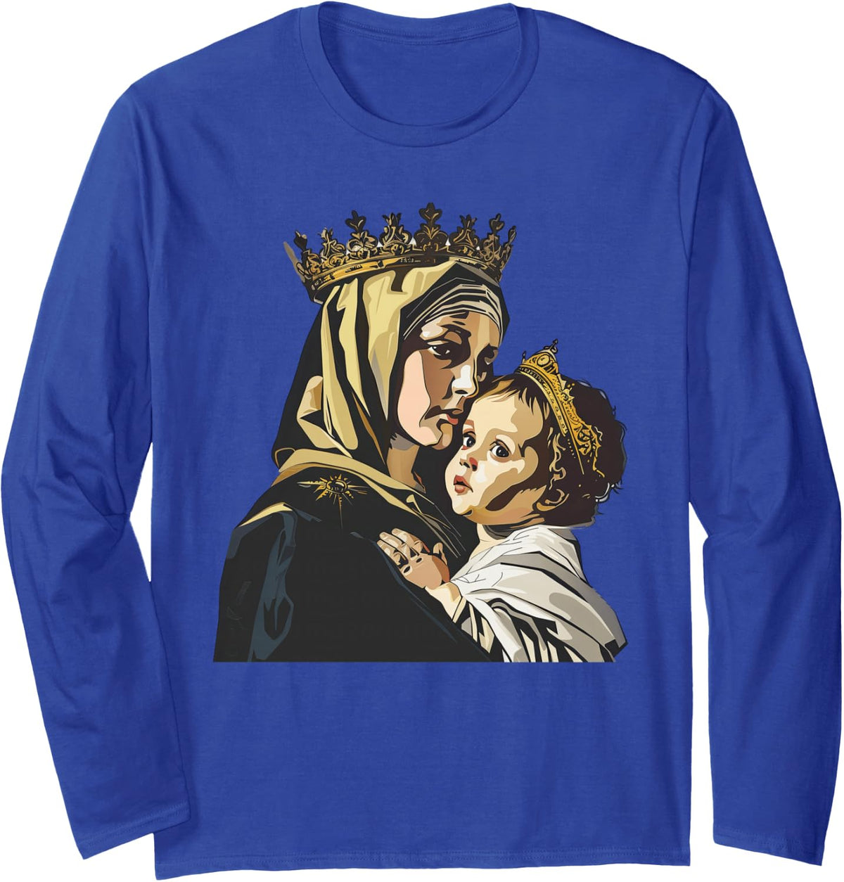 Our Lady Of Mount Carmel Pop Art Long Sleeve T-Shirt - Adult Unisex Royal Blue