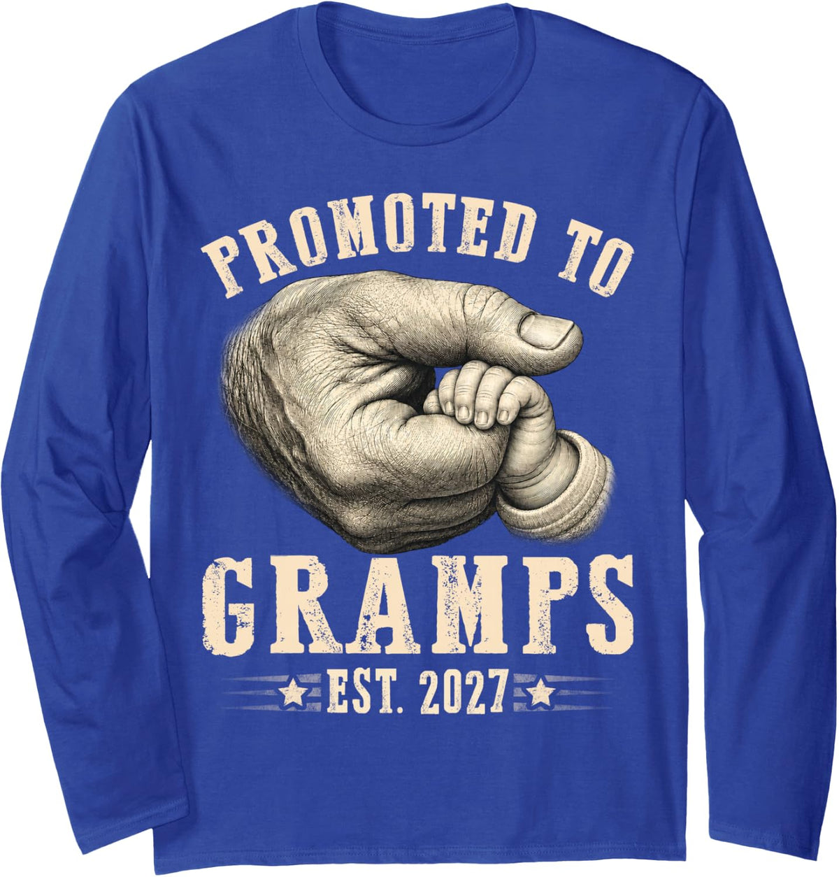 Promoted to Gramps est.2027 Father's Day First time Papa Long Sleeve T-Shirt - Adult Unisex Royal Blue