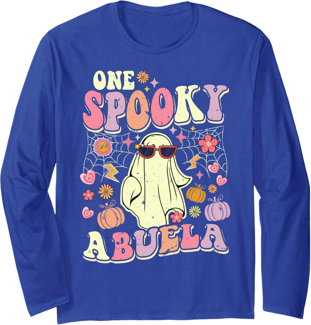 One Spooky Abuela Grandma Halloween Ghost Fun Costume Long Sleeve T-Shirt - Adult Unisex Royal Blue