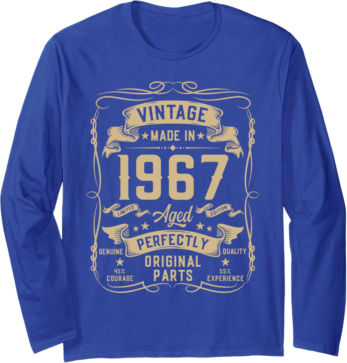 Vintage 1967 59yr 59th Birthday Gifts for Men 59 Years Old Long Sleeve T-Shirt - Adult Unisex Royal Blue