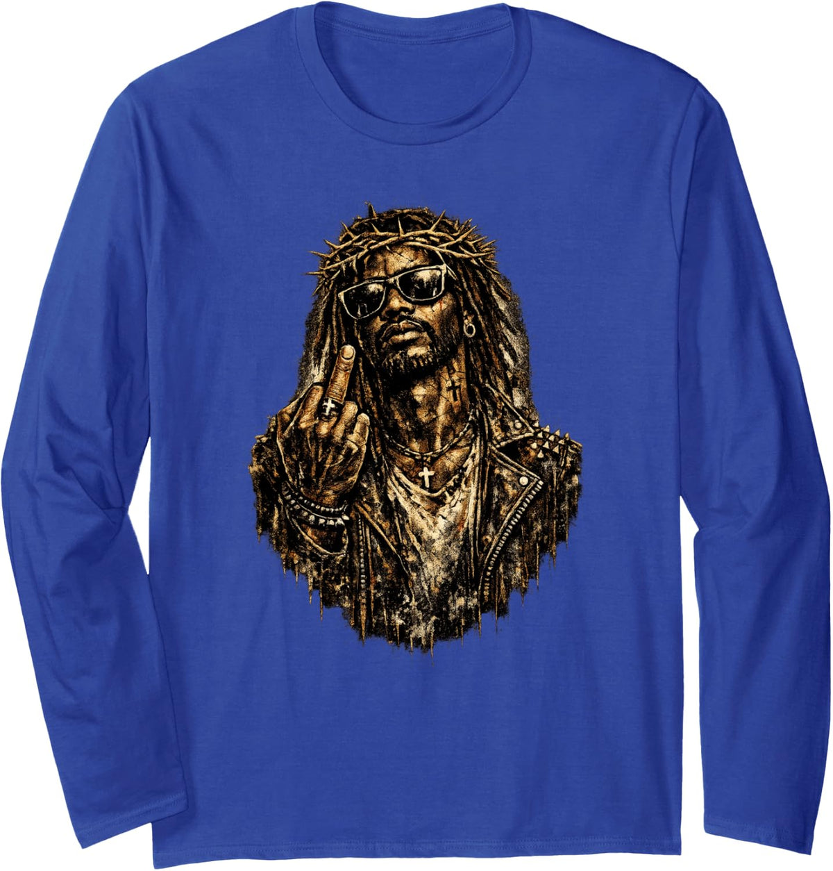 Black Jesus, Christianity, Church, Christ, Jesus Long Sleeve T-Shirt - Adult Unisex Royal Blue