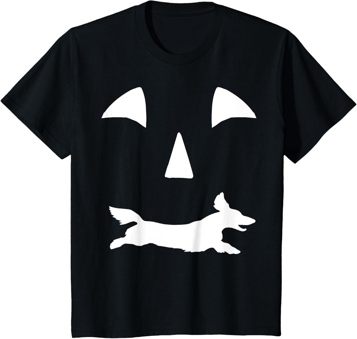 funny Long haired Dachshund pumpkin halloween T-Shirt - Black