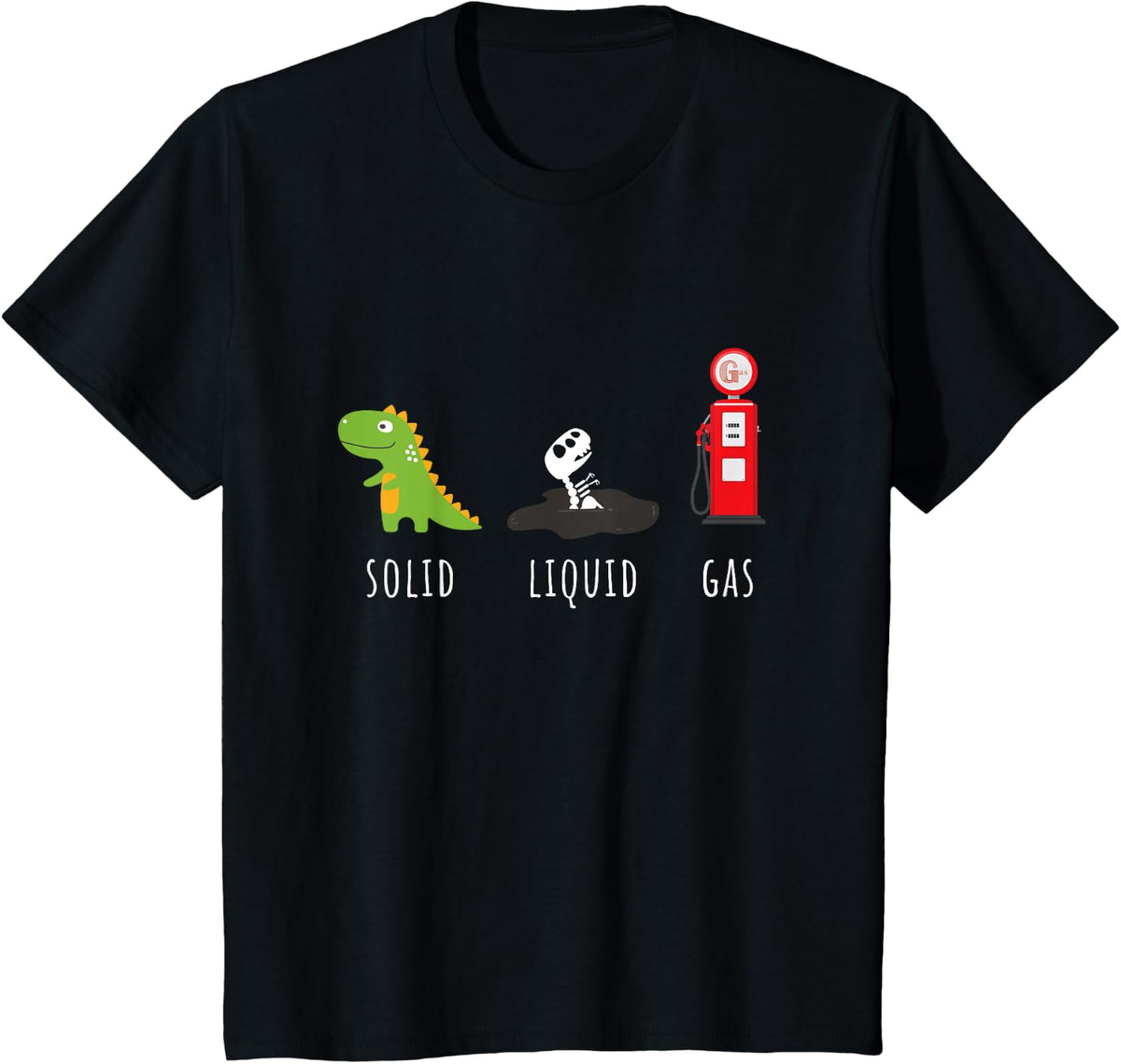 Chemistry Fossil Fuels T-rex Solid LPG Dinosaur T-Shirt - Black