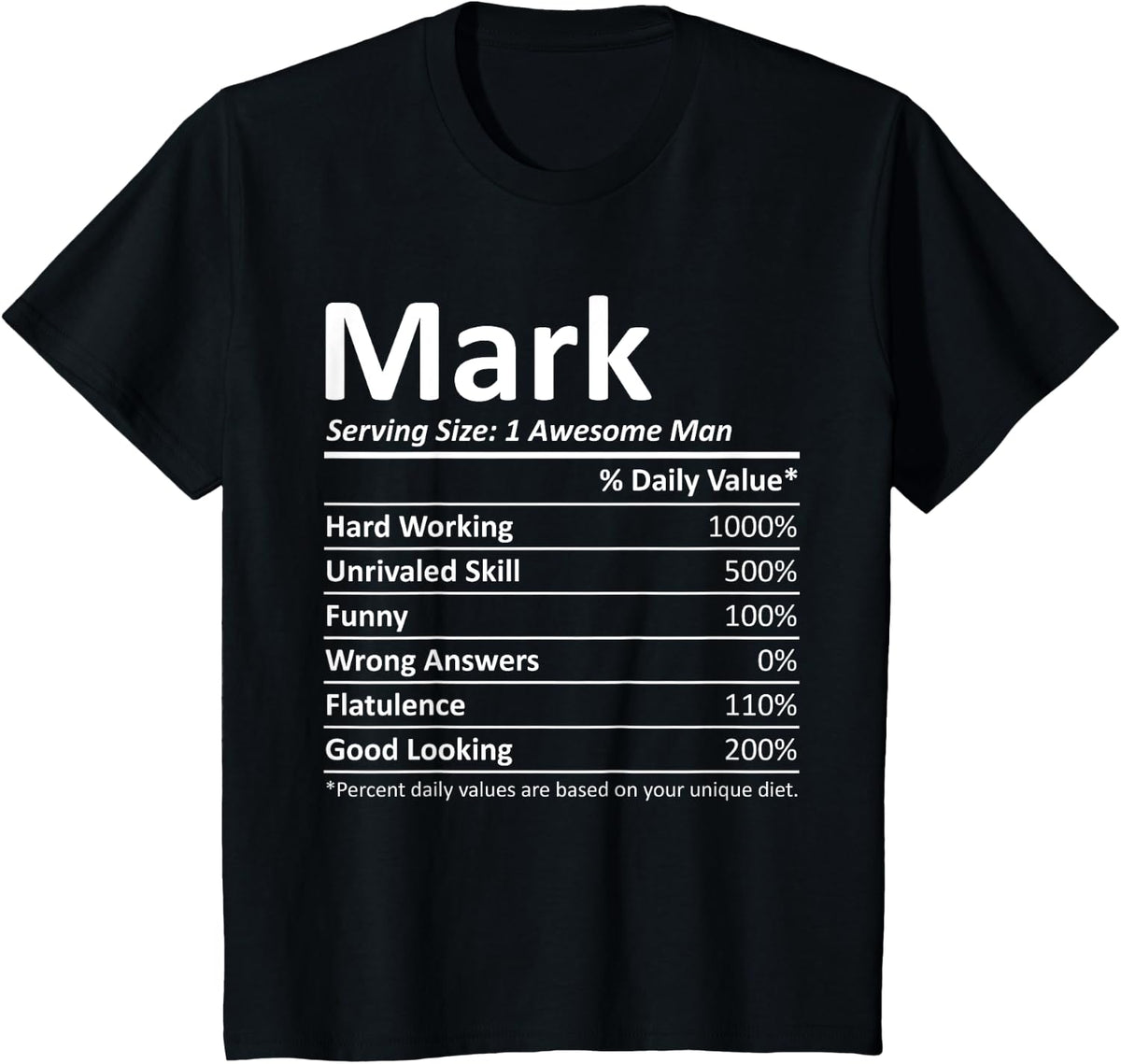 MARK Nutrition Funny Birthday Personalized Name Gift Idea T-Shirt - Black