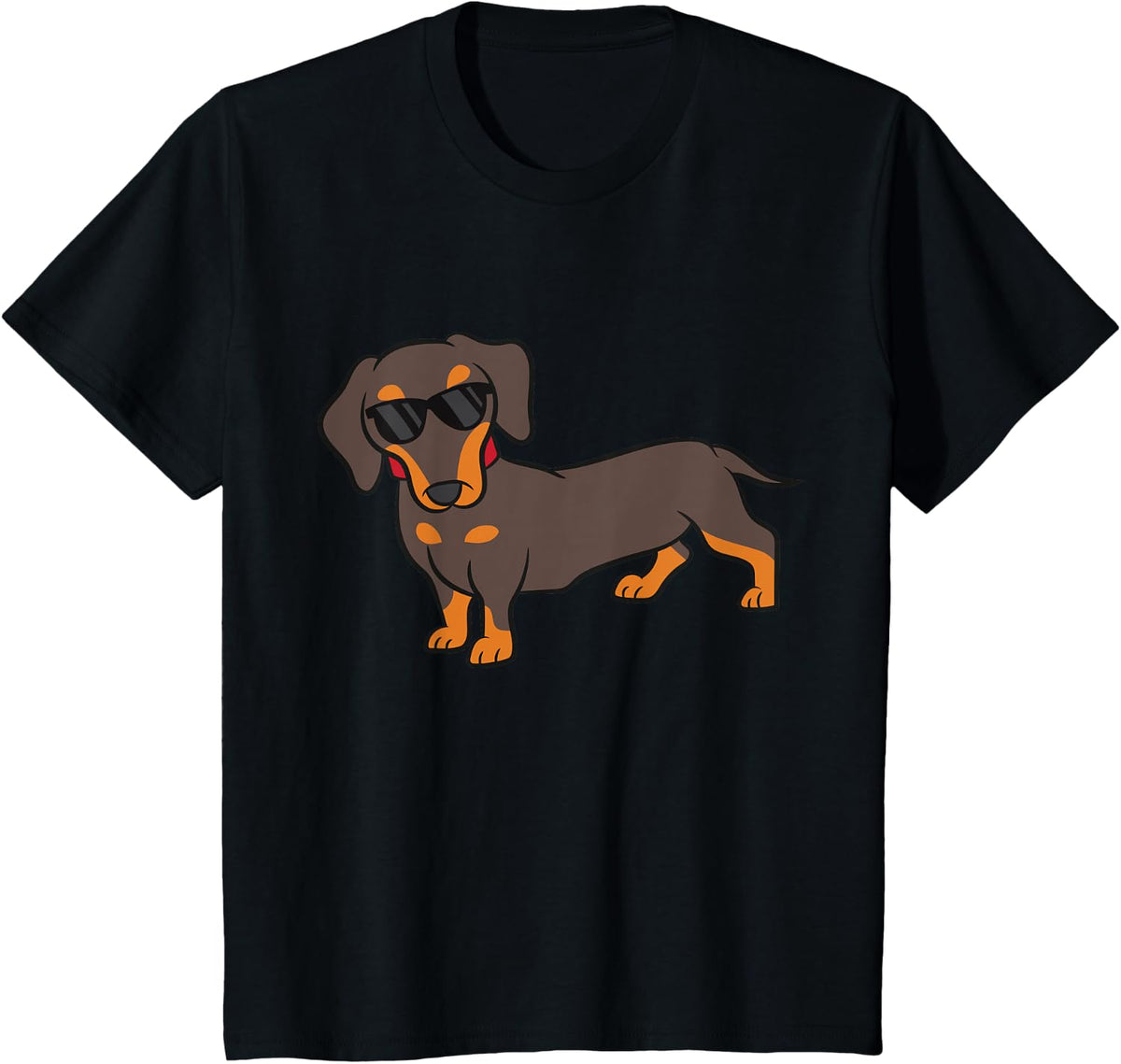 Cool Dachshund With Sunglasses Funny Dachshund Dog T-Shirt for Men Women Kids - Black