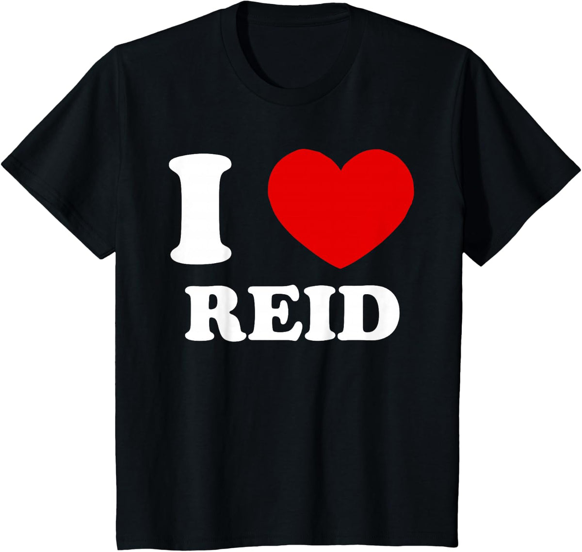I Love Reid by Foxio Unisex-Adults Black Modern Lightweight Letter Print T-Shirt Small - Black