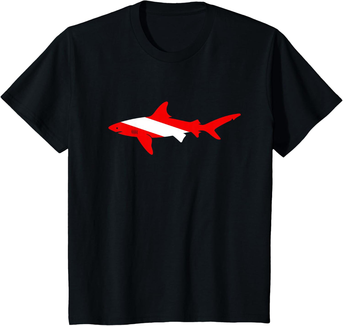 Dive Shark Diver Shirts Men Flag Scuba Diving Graphic T-Shirt - Black