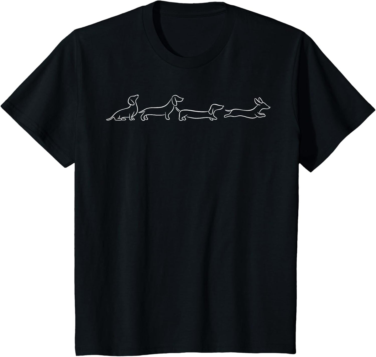 Dachshund Line Art cute Doxie Wiener Dog for woman kids T-Shirt - Black