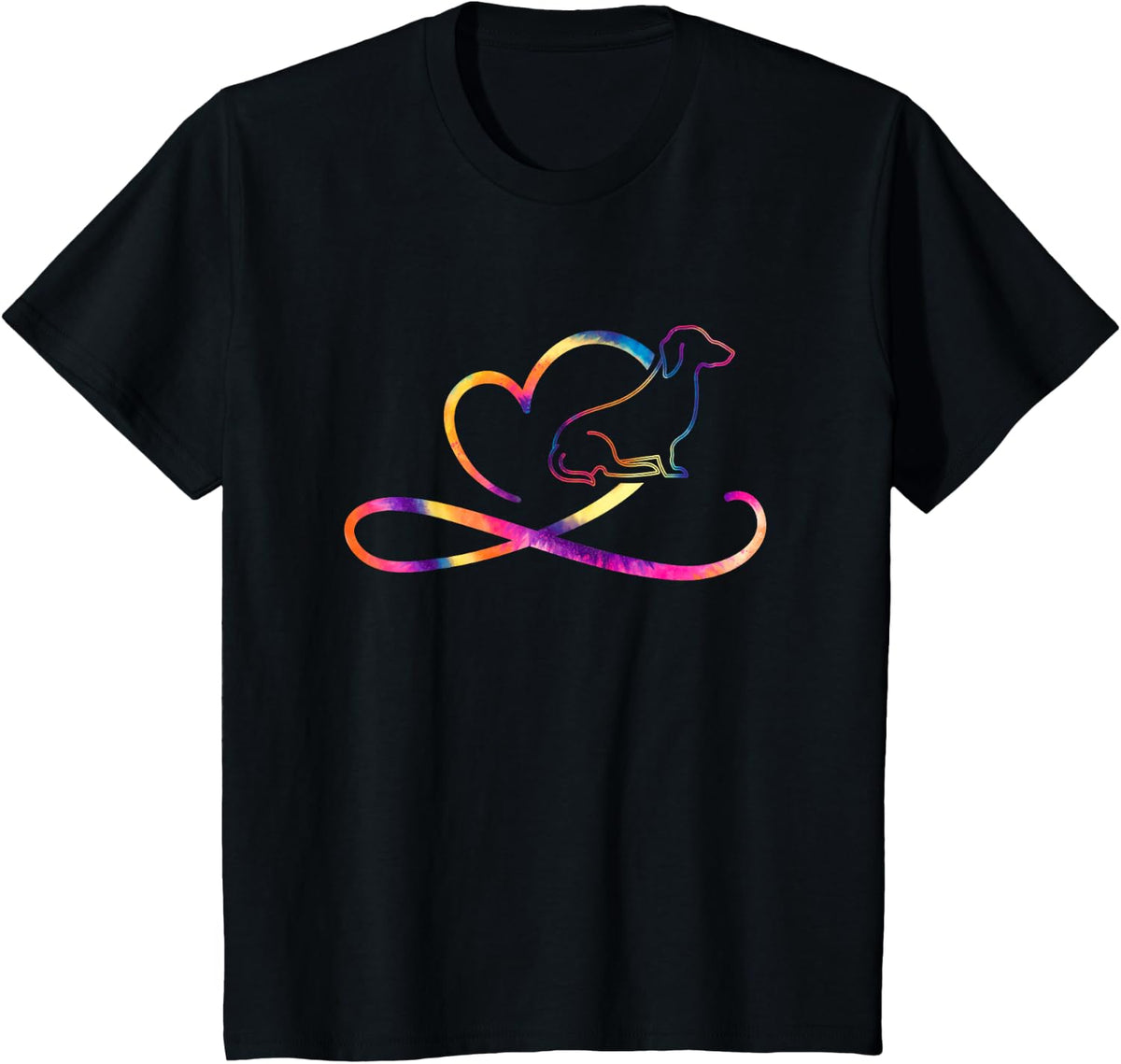 Heart Wiener Lover Gift Cute Dog Lover Gift Dachshund T-Shirt - Black