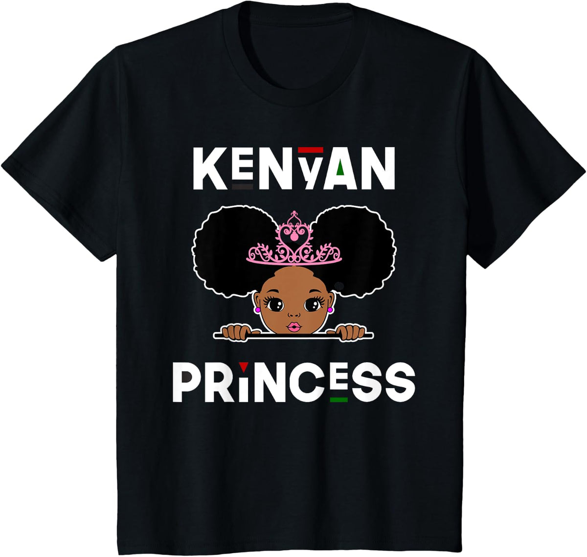 Kenyan Princess Shirt Girls Cute Kenyan Princess Kenya T-Shirt - Black