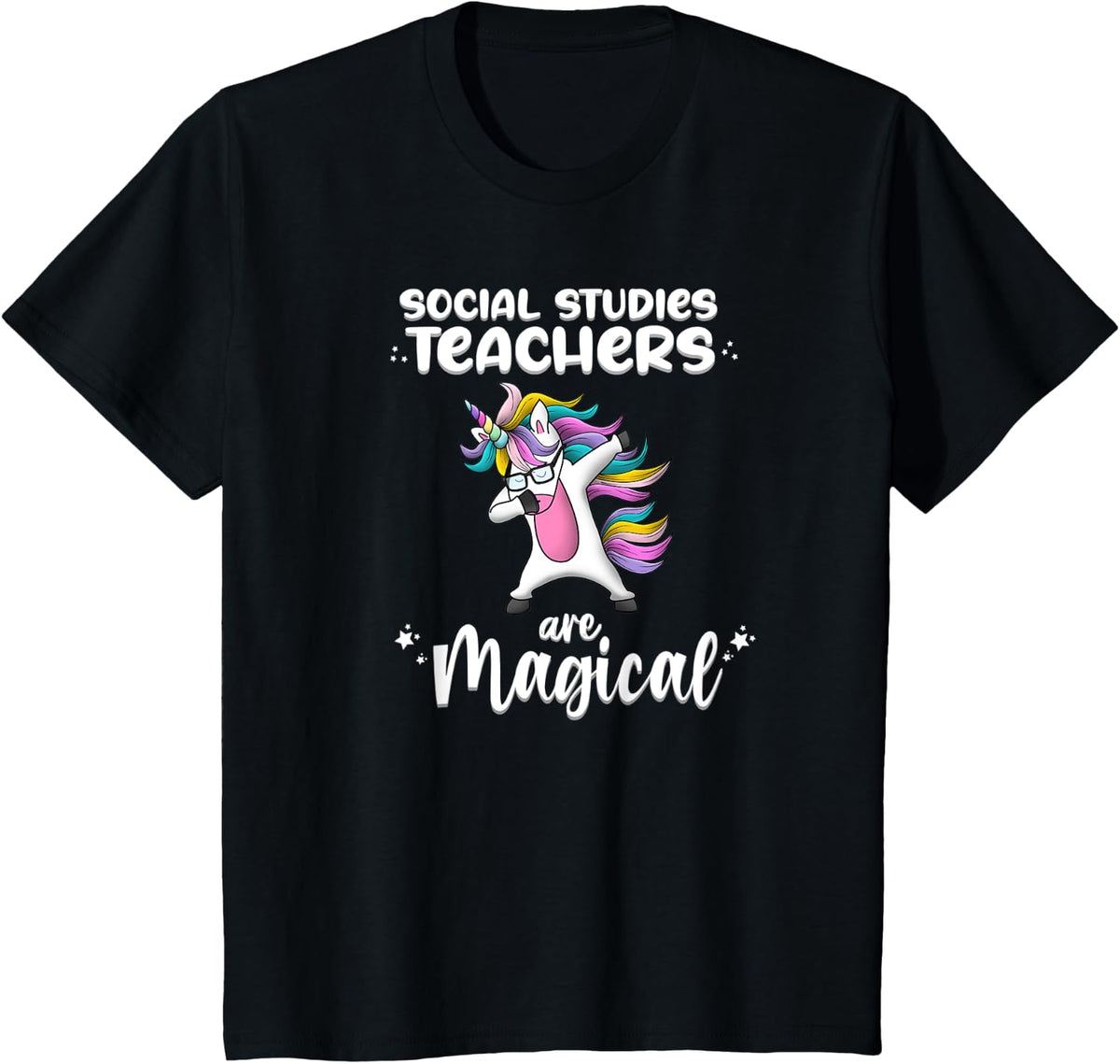 Unicorn Social Studies Love Funny School Teacher Magical Men Women Kids T-Shirt - Black