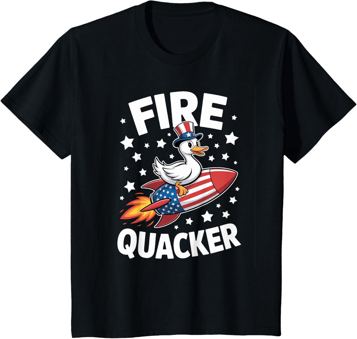 Firequacker Duck On Firecracker Funny 4th Of July USA Kids T-Shirt - Black