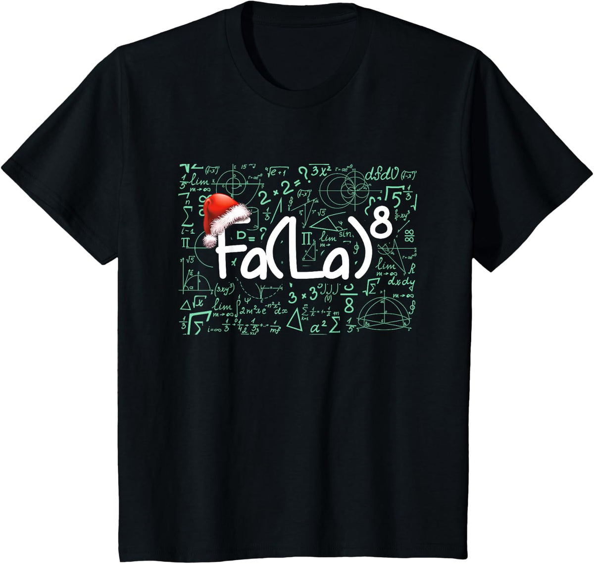 Funny Math Teacher Shirts FA La 8 Christmas T-Shirt Tee for Teachers Students - Black