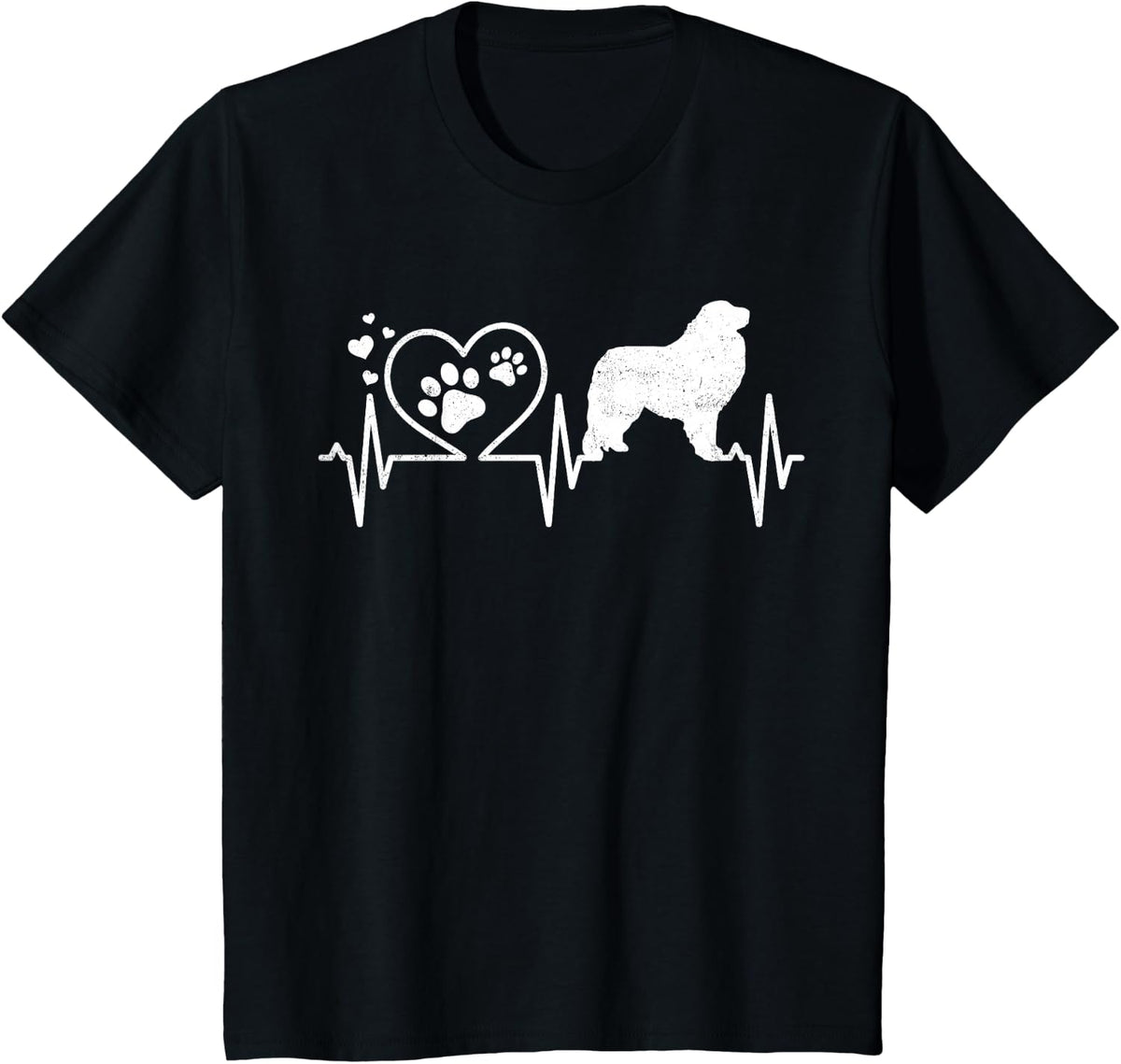 Pyrenees Heart for Mum Dad Heartbeat T-Shirt - Black