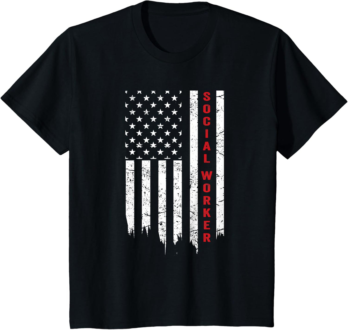 USA Flag Social Worker T shirt T-Shirt - Black