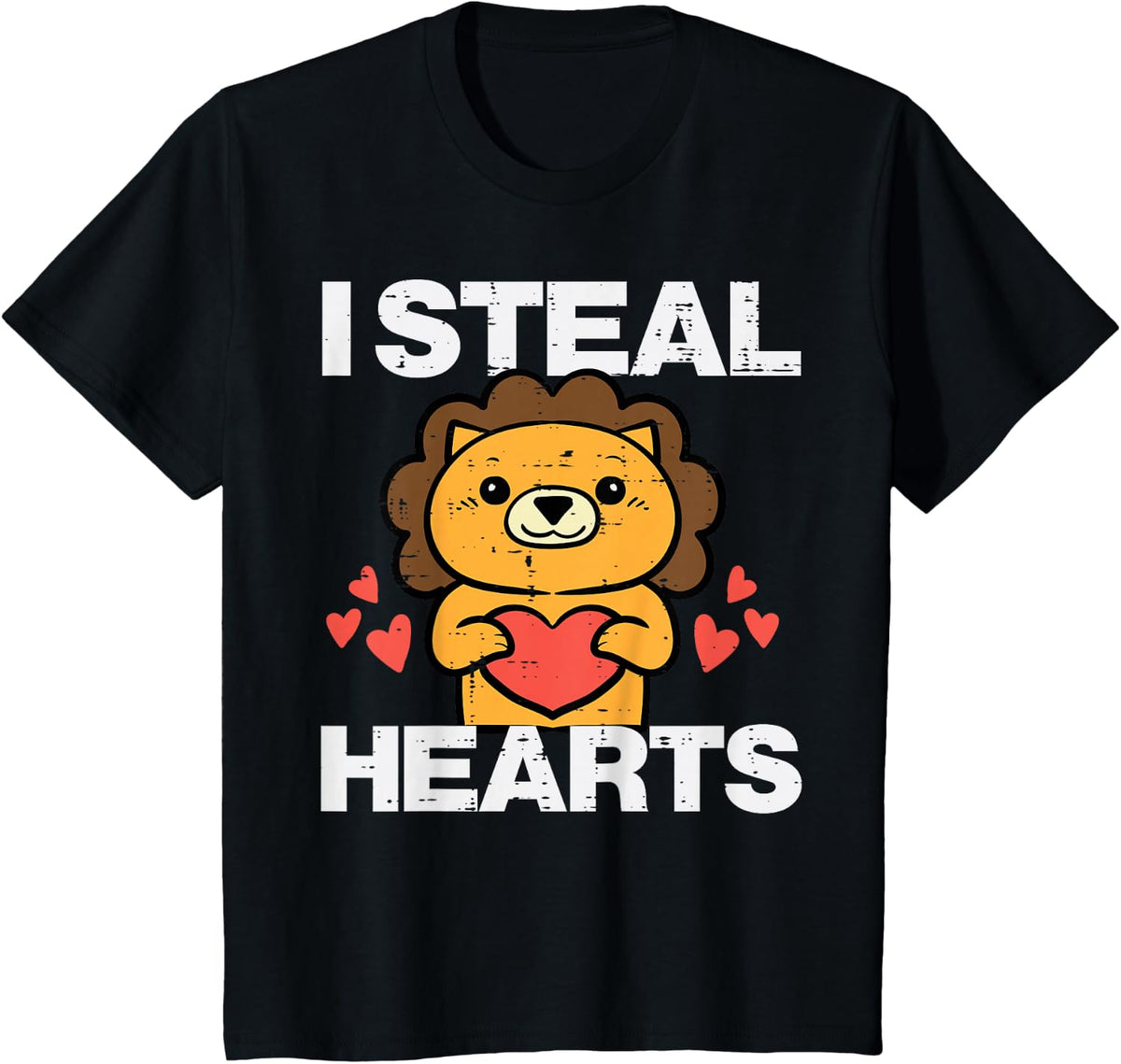 Kids Valentines Day Lion I Steal Hearts Boys Kids Toddler Youth T-Shirt - Black