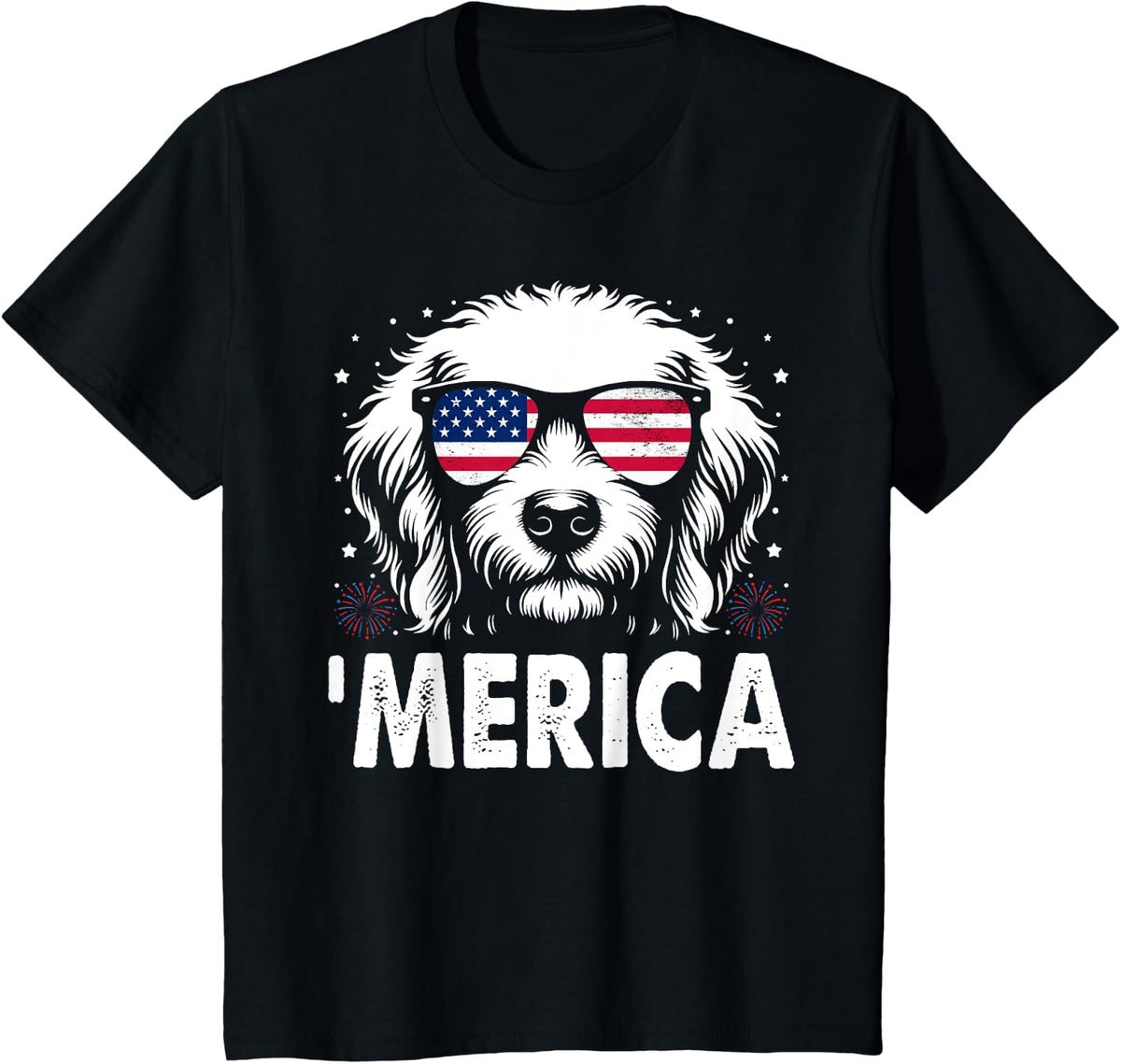 Goldendoodle 4th Of July Merica Patriotic Dog Tee T-Shirt - Black