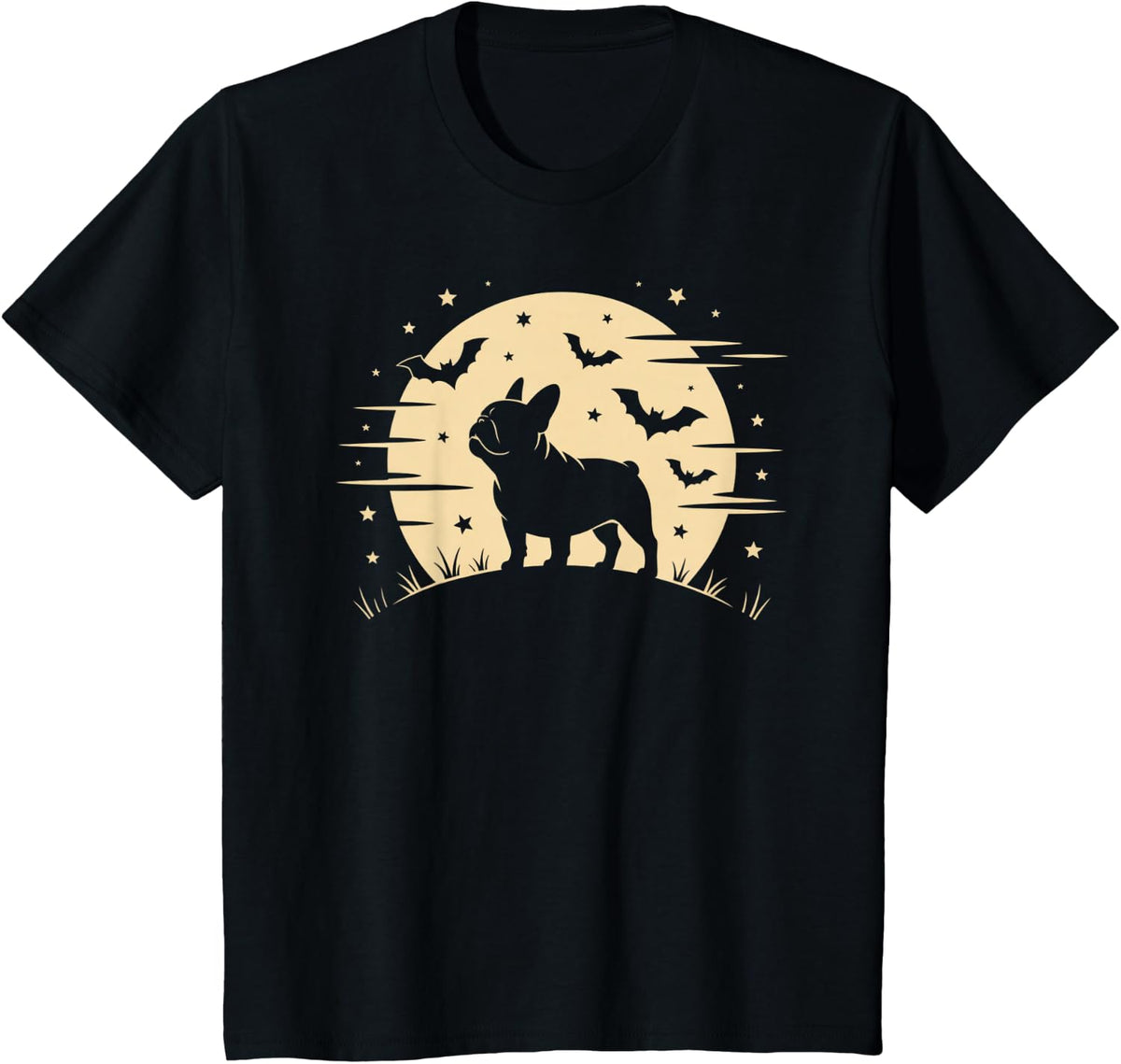 French Bulldog Howling Full Moon Halloween Costume Dog Pet T-Shirt - Black