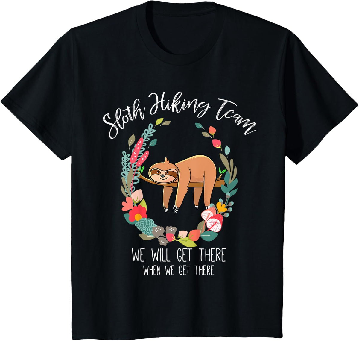 Sloth Lover Gift, Women, Girl Gifts, Sloth Hiking Team T-Shirt - Black
