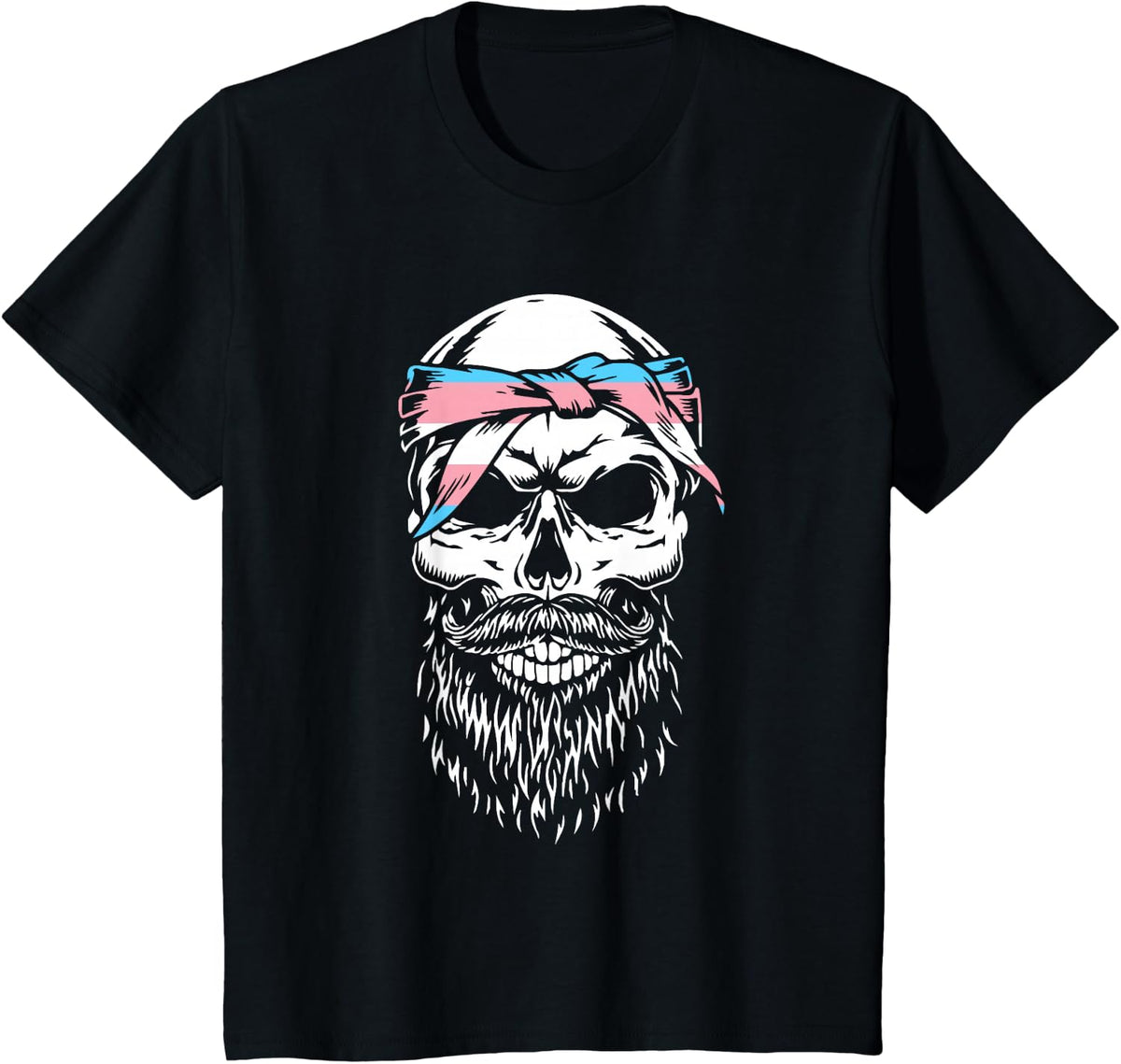 LGBT-Q Skull Transgender Pride Rainbow Flag Men Women T-Shirt - Black