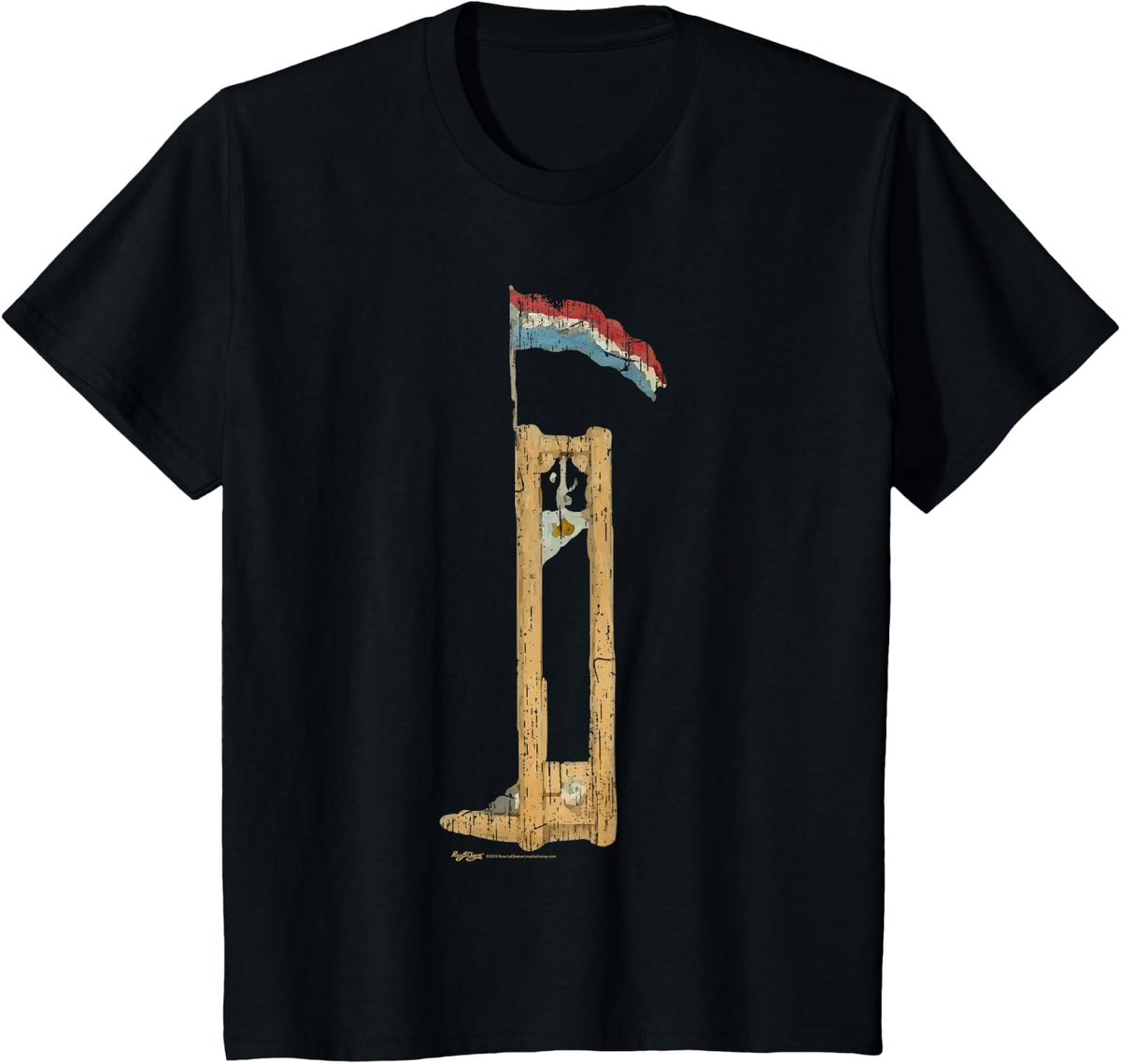 Vintage French Guillotine Paris Flag Bastille Day T-Shirt - Black