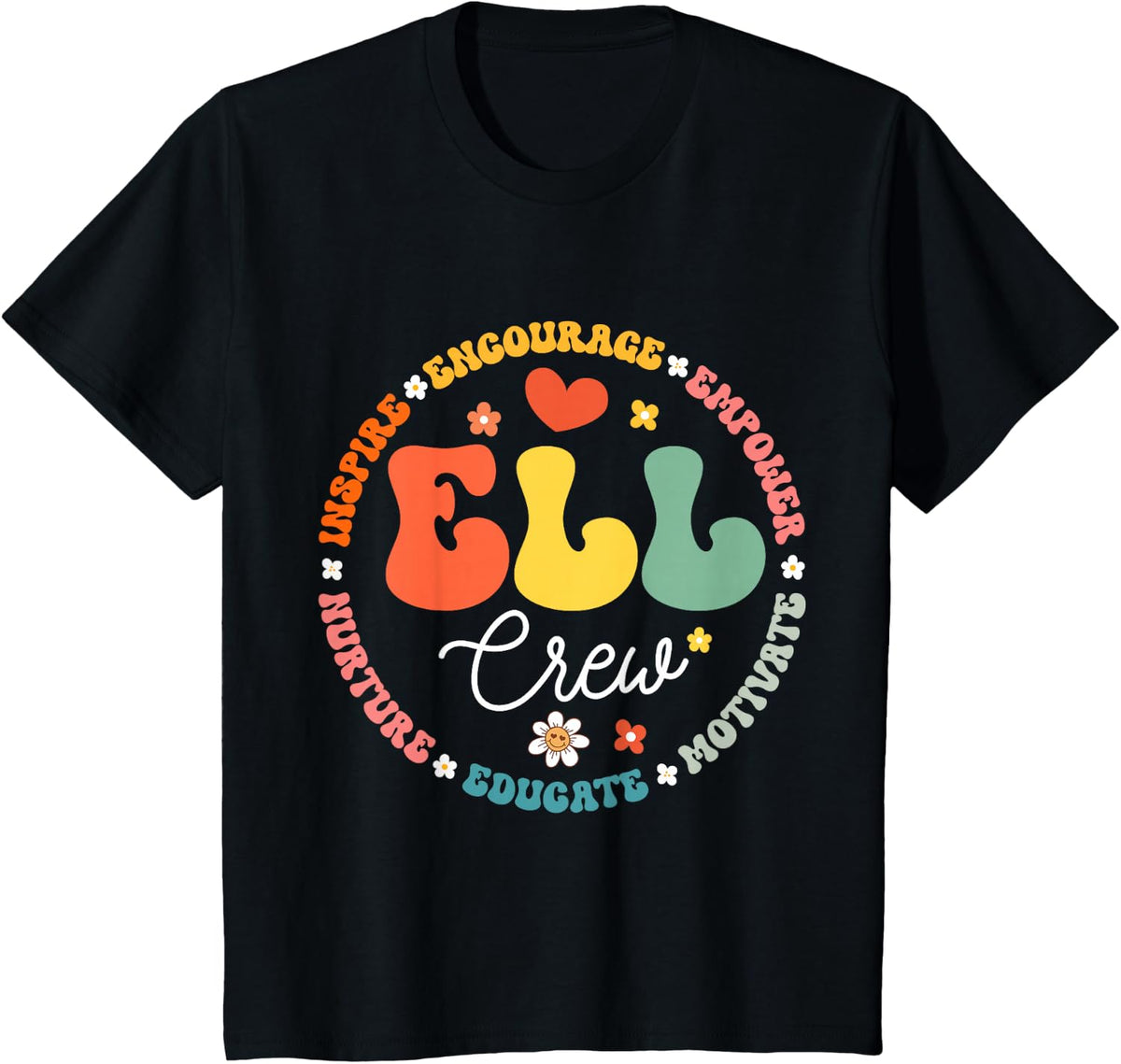 ELL Crew School Assistant School English Language Learner T-Shirt - Black