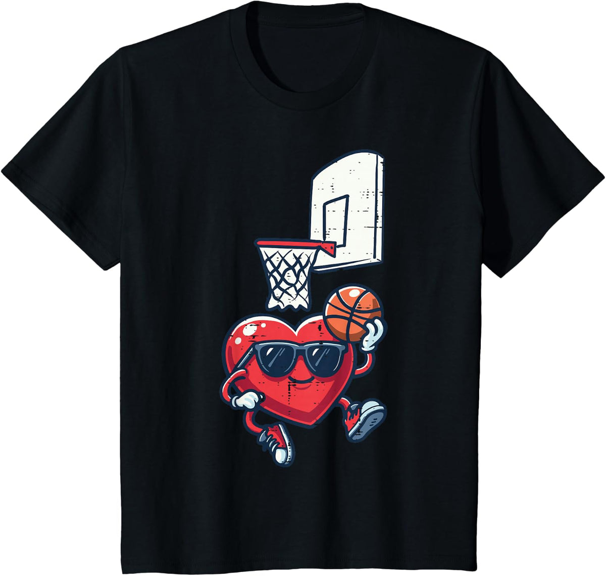 Valentines Day Heart Basketball Cute Toddler Boys Kids Men T-Shirt - Black