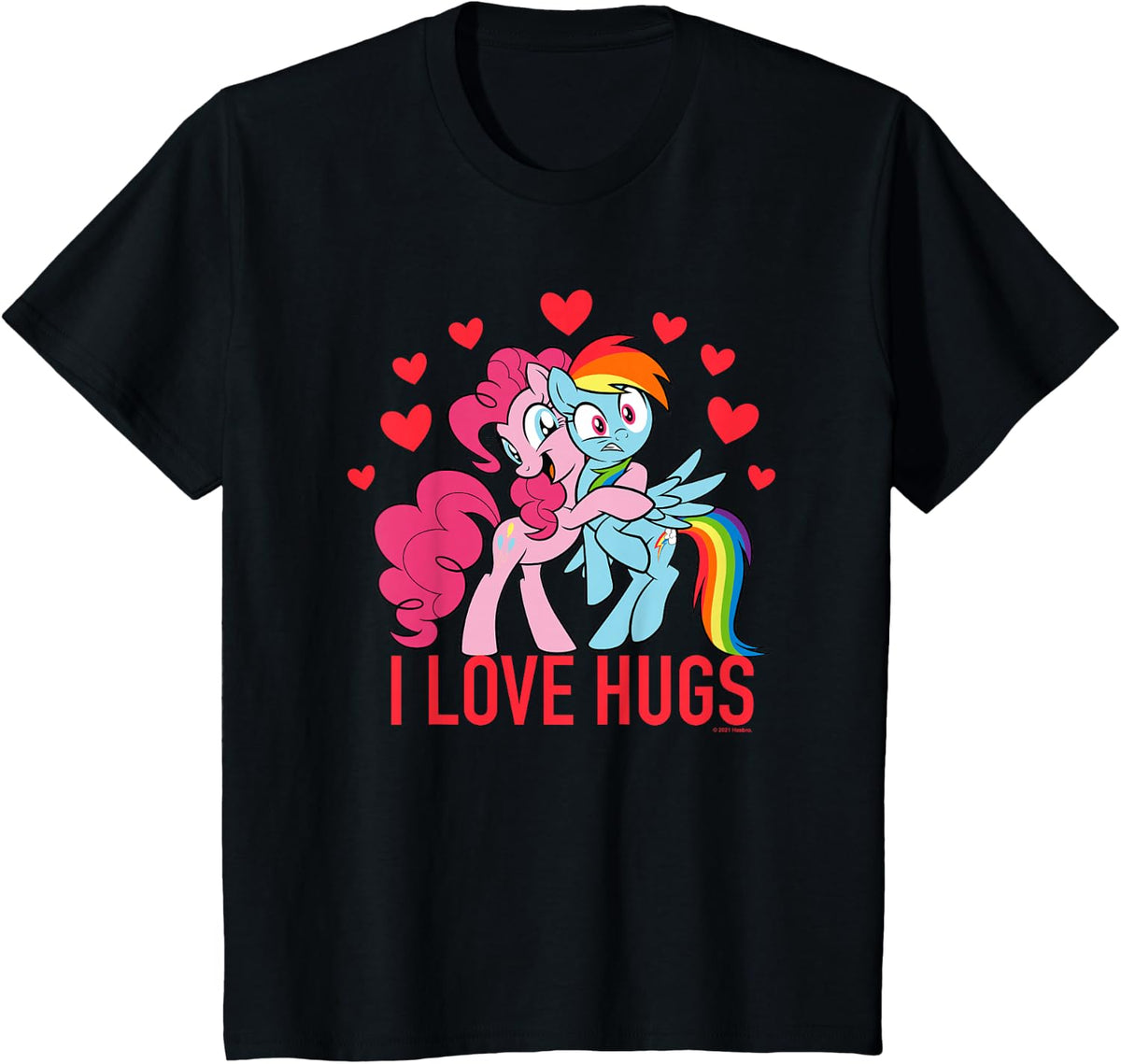My Little Pony Valentine's Day Pinkie Pie Rainbow Dash Hugs T-Shirt - Black