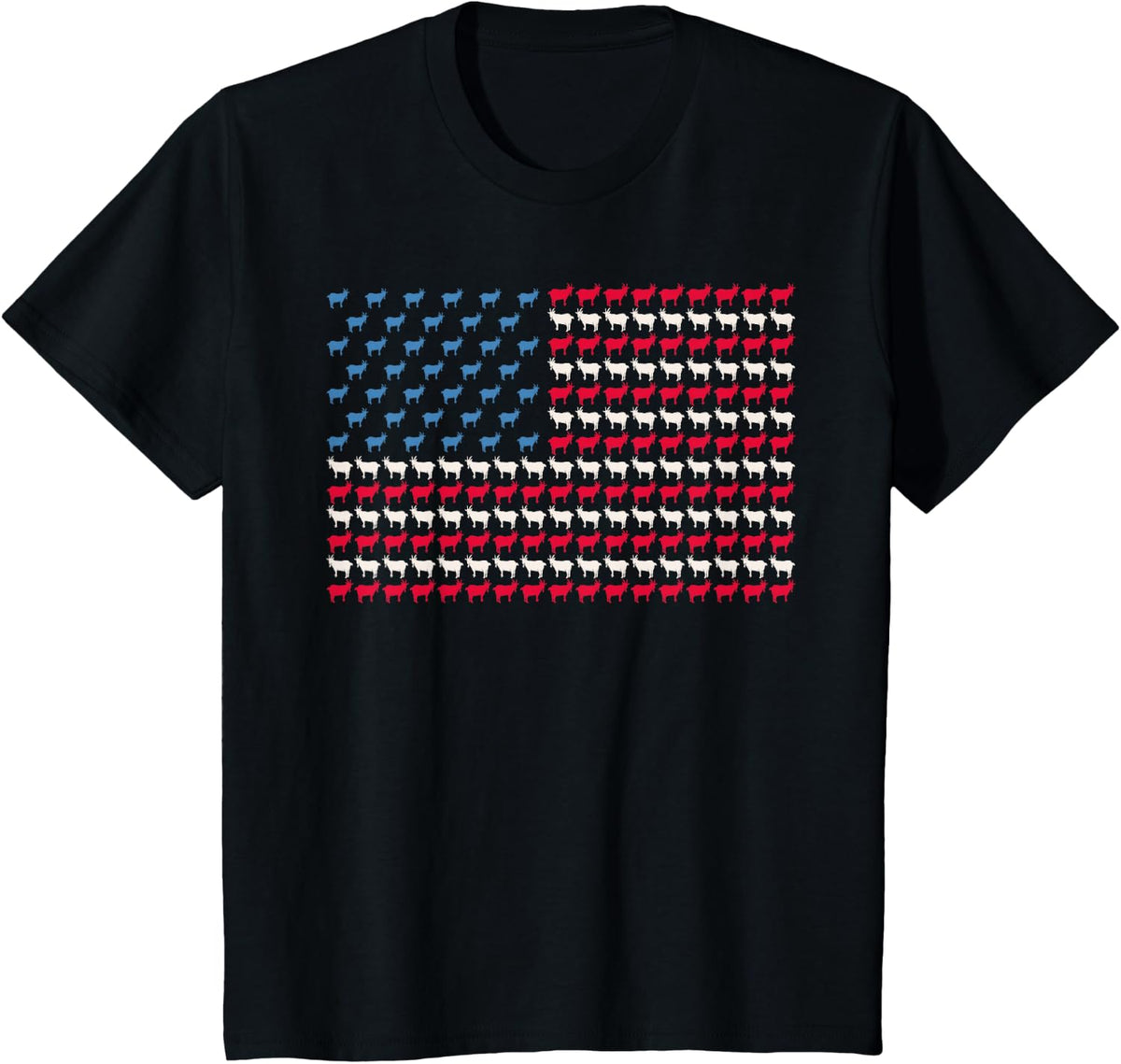 Chamois American Flag Goat antelope US 4th Of July USA Gift T-Shirt for Women Kids Men - Black