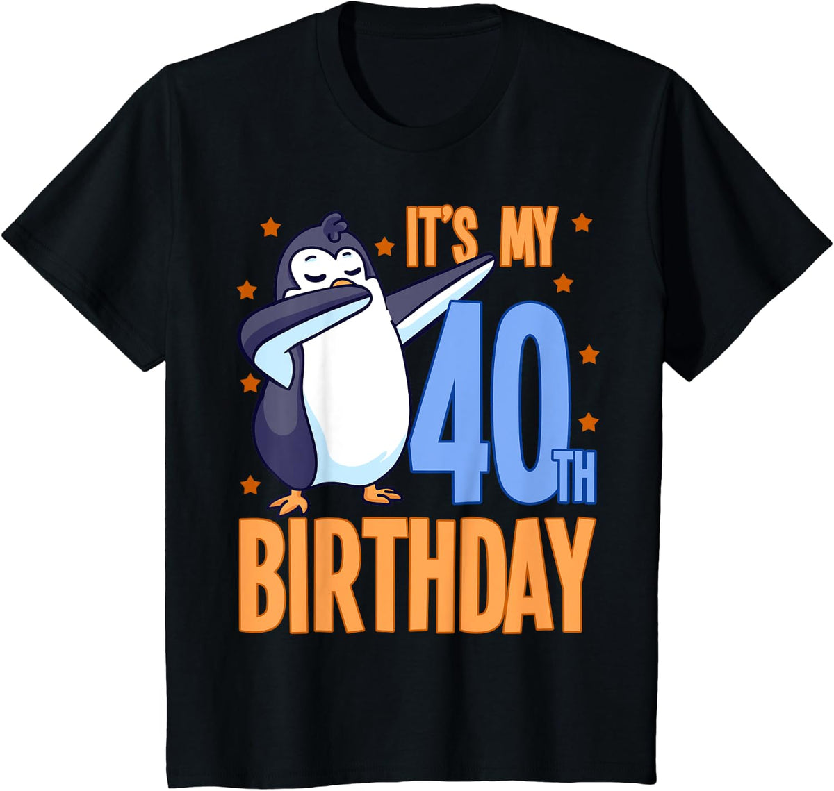 Penguin Dabbing 40th Birthday Celebration Zookeeper Arctic T-Shirt - Black
