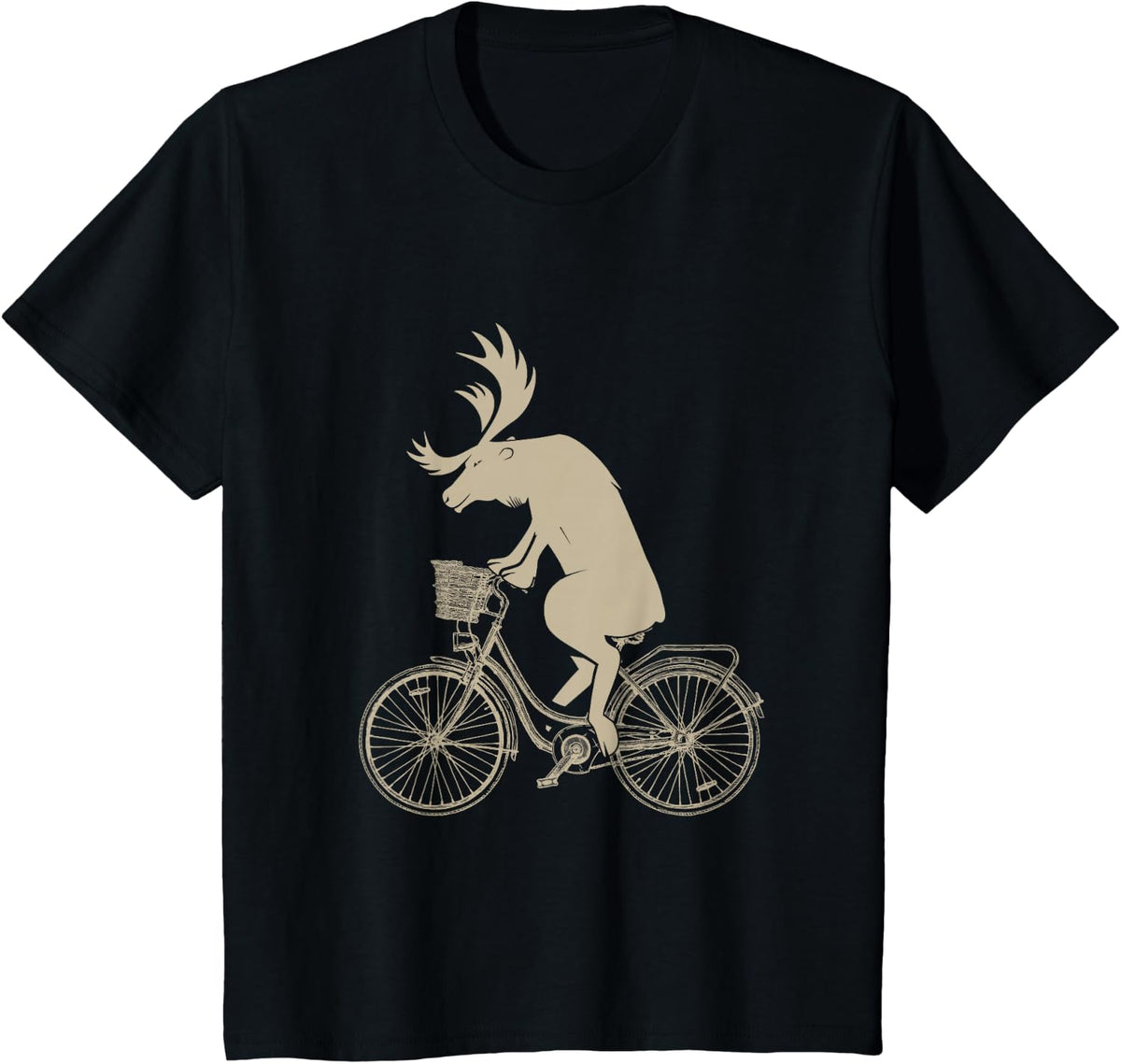Funny Moose on Bikes Gift Fun T-Shirt - Black
