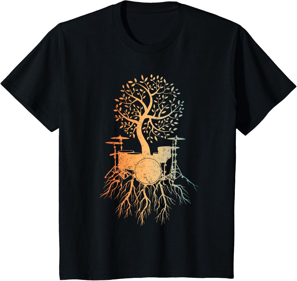 Cool Drum Set Art For Men Women Drummer Music Drumming Lover T-Shirt - Black