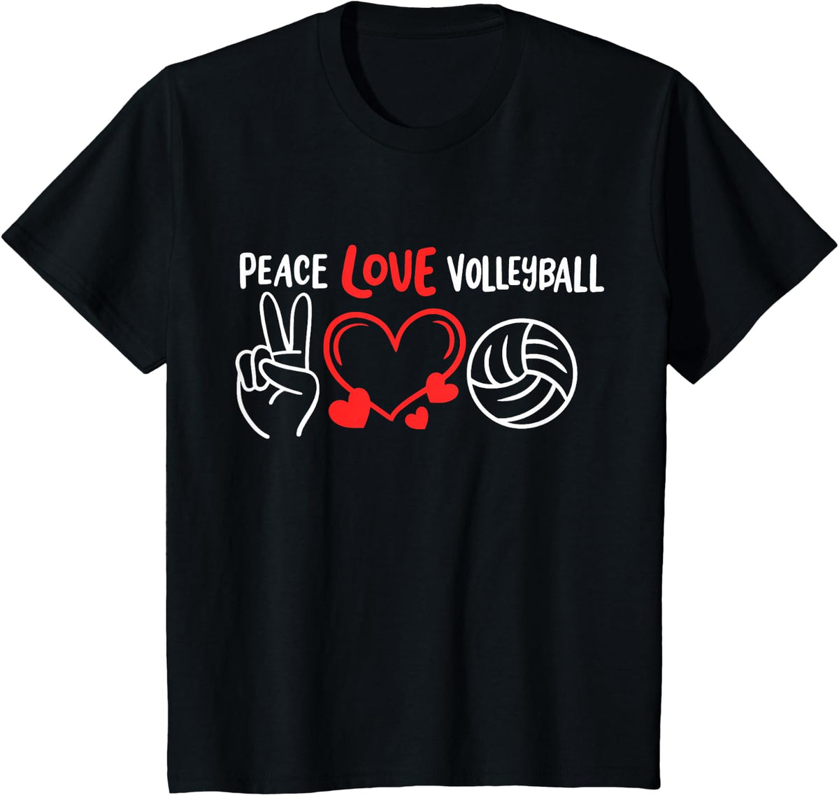 Volleyball Peace Love Volleyball T-Shirt - Black