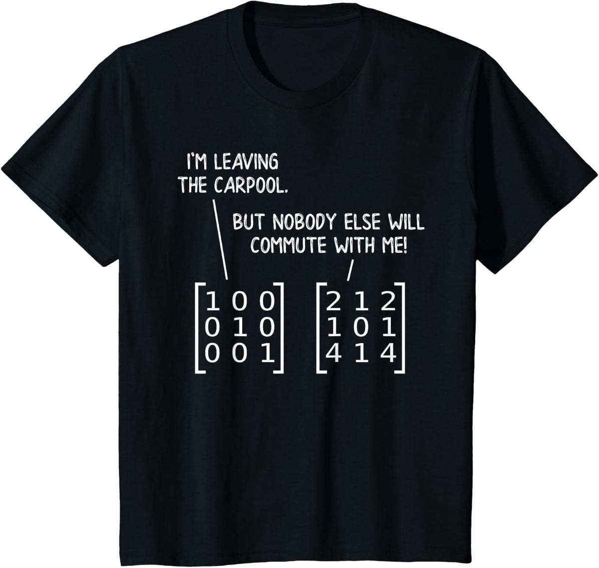 Matrix Doesn't Commute: Funny & Nerdy Math T-Shirt - Black