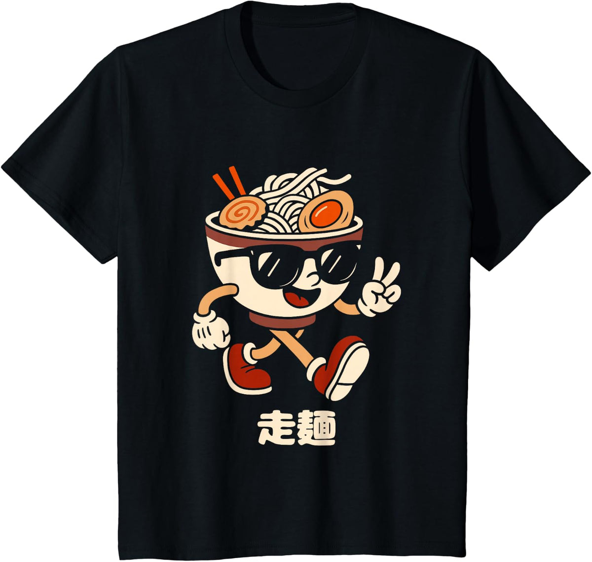 Funny Ramen Anime Streetwear Tees Japanese Kawaii Noodle T Shirts - Black