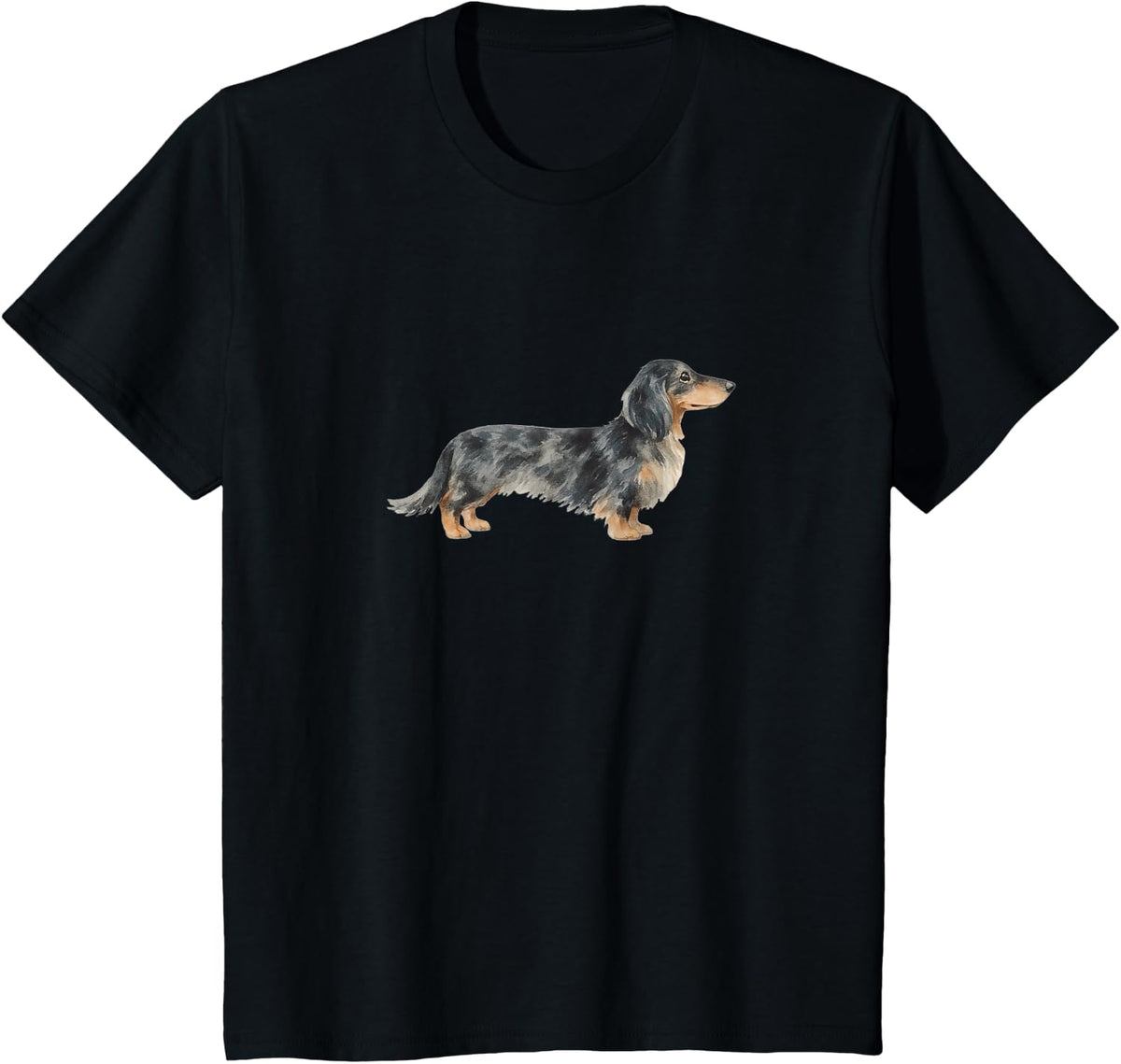 Long Haired Black and Cream Dapple Dachshund Tees T Shirts for Women Men Dog Lovers - Black