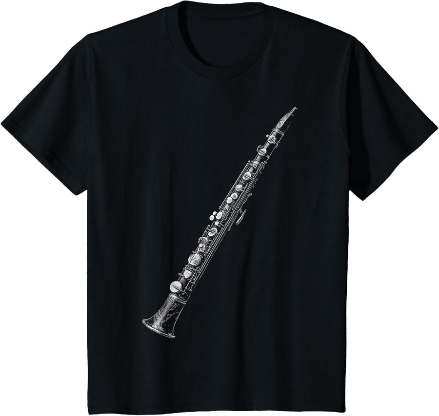 Clarinet Music Instrument Motif Art Clarinet T-Shirt - Black