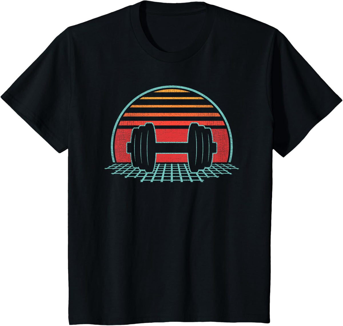 Weight Lifting Dumbbell Workout Retro Strongman Powerlifting T-Shirt - Black
