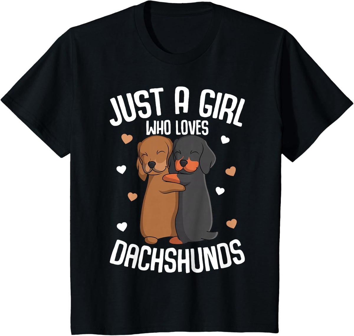 Just a Girl Who Loves Dachshunds Tee Weiner Dog Lover T-Shirt for Women Girls - Black
