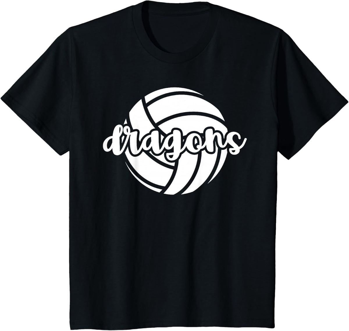 Dragons Volleyball Team Mascot School Spirit Game Night T-Shirt - Black