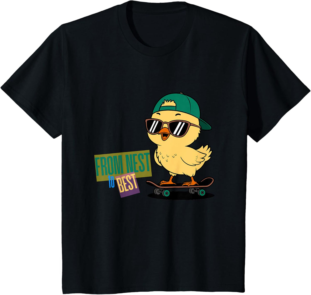 Cool Easter Dude Funny Baby Cute Chicken Sunglasses T-Shirt - Black
