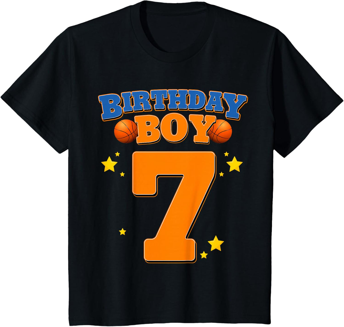 7th Birthday Boy Shirt Basketball 7 Years Old Kids Gift T-Shirt - Black