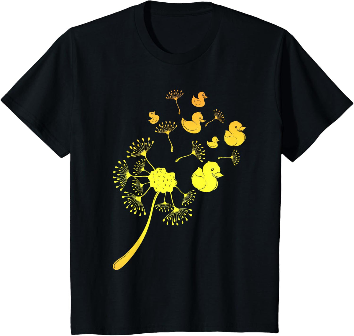 Bath Toy Rubber Duck Dandelion Squeaky Duck Tee T-Shirt - Black