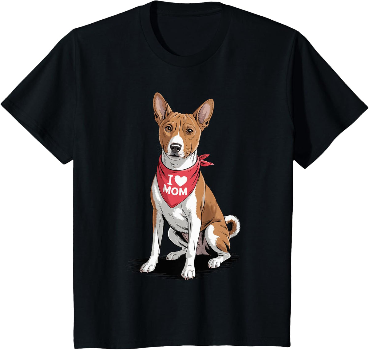 I Love Mom Basenji Lover Dog Mother's Day T-Shirt - Black