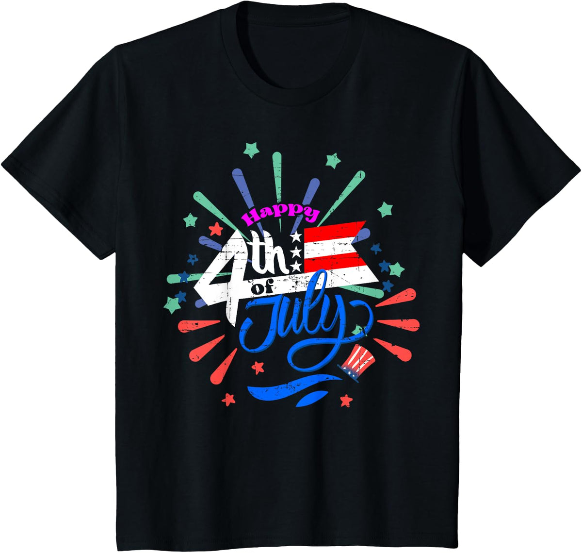 Independence Day - 4th of July - USA Flag T-Shirt - Black