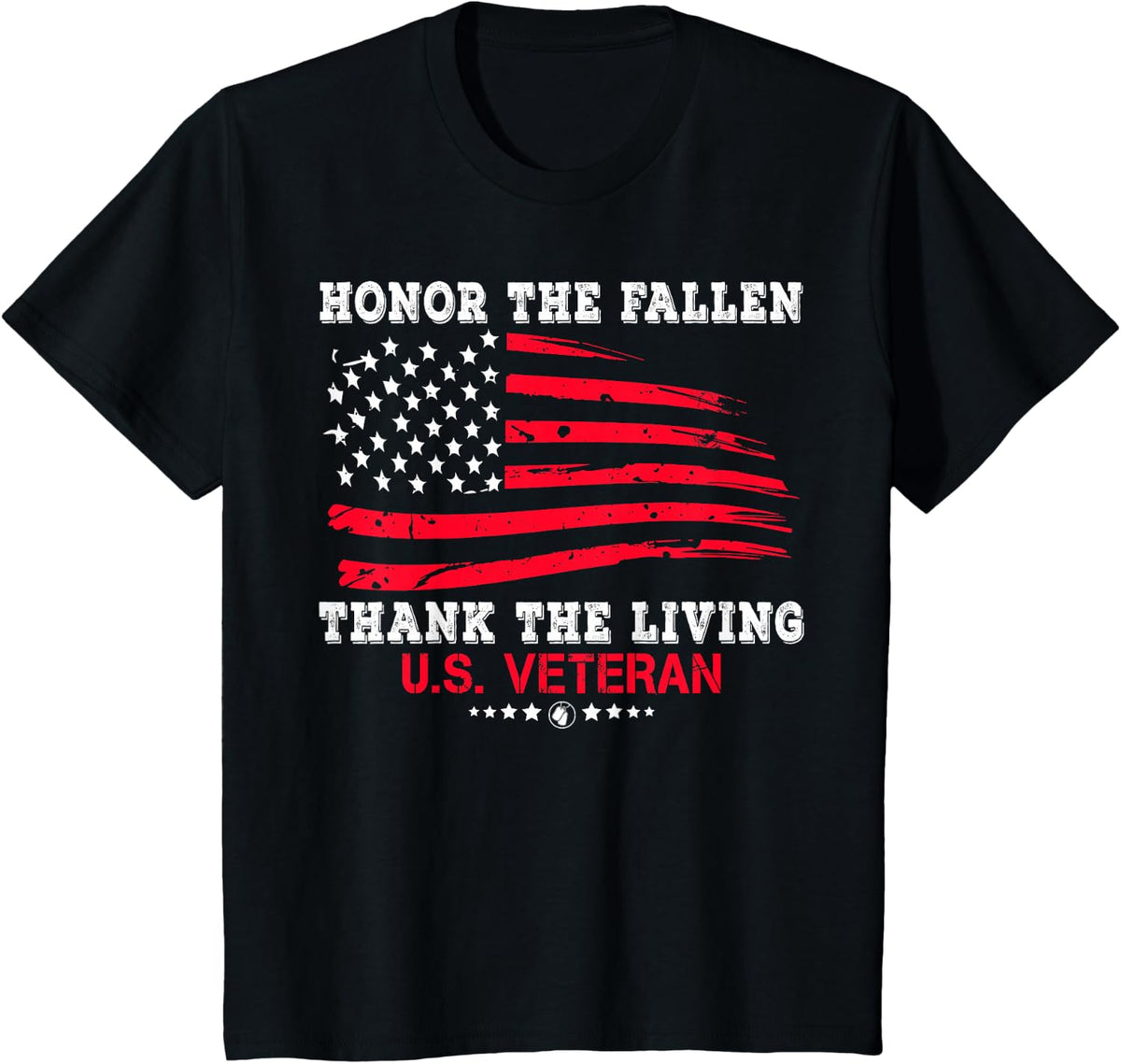 Distressed Memorial Day Honor The Fallen Thank The Living T-Shirt - Black