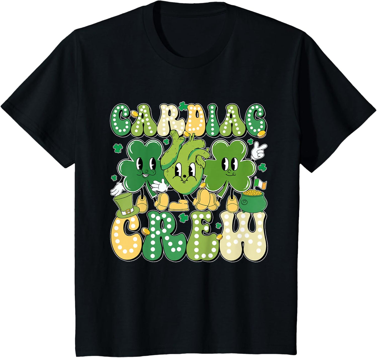 Cardiac Crew St Patrick's Day Cardiology CVICU Nurse T-Shirt - Black